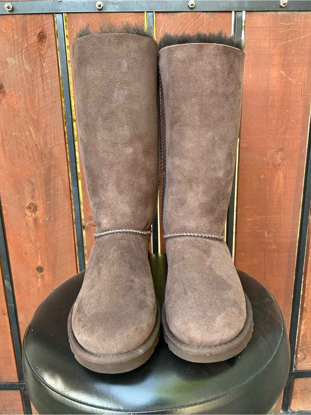 UGG Bailey Bow Chocolate Brown Tall Boots size 6 NEW